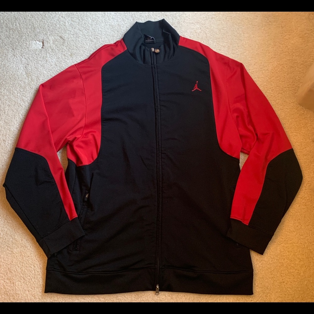 Nike Air Jordan Mens Black Red Track Jacket Full Zipper Size XL